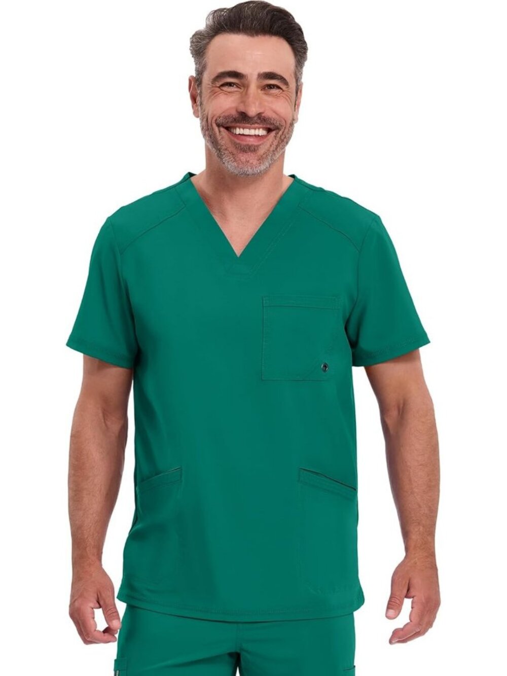 Men's V-Neck Scrub Top with 3 Pockets, 360° Stretch, Comfortable Medical Wear